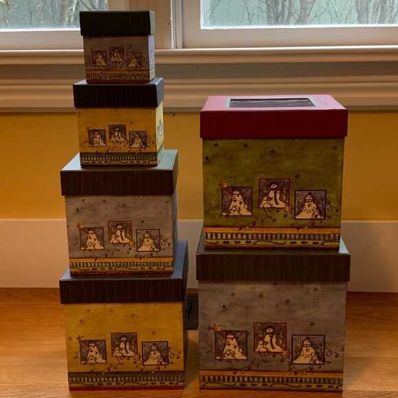 Stacking/Nesting Boxes with Snowmen - Silver Swan Studios - Picture 2 of 10